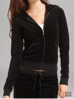 juicy couture vintage black terry cloth jacket with hood